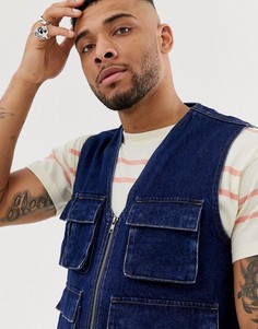 Темный джинсовый жилет в стиле милитари ASOS DESIGN - Синий