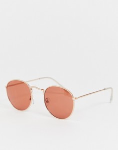 Круглые солнцезащитные очки с темно-розовыми стеклами PrettyLittleThing - Красный