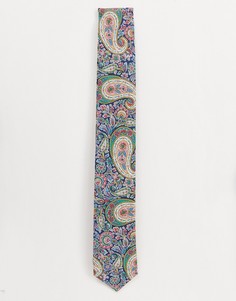 Хлопковый галстук с узором Либерти Gianni Feraud Lee Manor - Темно-синий