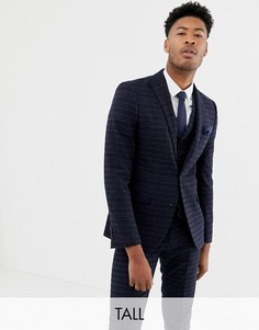 Сине-золотистый приталенный пиджак в клетку Harry Brown Tall - Синий