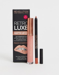 Карандаш для губ и помада Revolution Retro Luxe Kits Matte Peach Charming - Оранжевый