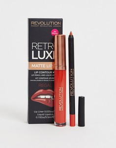 Карандаш для губ и помада Revolution Retro Luxe Kits Matte Regal - Коричневый