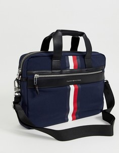 Темно-синяя сумка для ноутбука с фирменной отделкой Tommy Hilfiger - Темно-синий