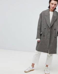Оversize-пальто с шевронообразным узором Weekday - Бежевый