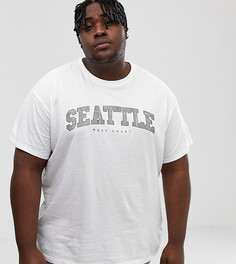 Белая oversize-футболка с надписью Seattle New Look Plus - Белый