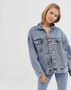 Светло-синяя джинсовая oversize-куртка Bershka - Фиолетовый