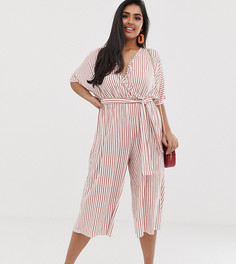 Комбинезон-кюлоты в розовую полоску Boohoo Plus - Синий