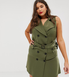 Двубортное платье-блейзер в стиле милитари Vero Moda Curve - Зеленый