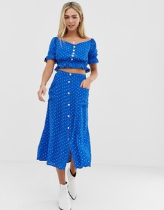 Юбка миди в горошек Miss Selfridge - Синий
