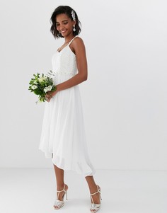 Свадебное платье миди с плиссировкой и отделкой на талии Ted Baker - Белый