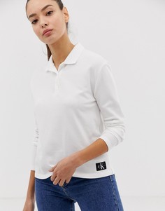 Футболка-поло с длинными рукавами Calvin Klein Jeans - Белый