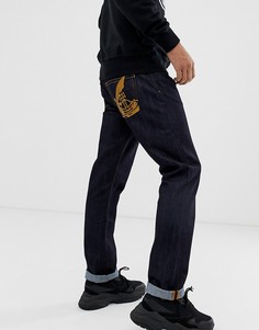 Синие джинсы прямого кроя с логотипом Vivienne Westwood - Синий