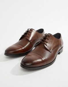Коричневые туфли на шнуровке с фактурной вставкой на носке Silver Street - Коричневый