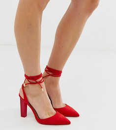 Туфли для широкой стопы на высоком каблуке с заостренным носком и завязкой ASOS DESIGN Pucker Up - Красный