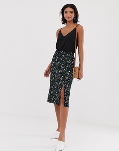 Юбка миди с цветочным принтом Vila - Мульти