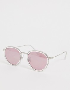 Круглые солнцезащитные очки в розовой оправе с зеркальными стеклами SVNX - Розовый 7X