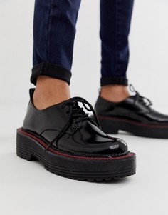 Черные туфли на толстой подошве со шнуровкой Bershka - Черный