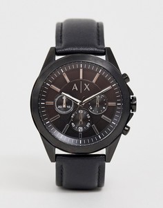 Часы-хронограф с кожаным ремешком Armani Exchange AX2626 Drexler 44 мм - Черный