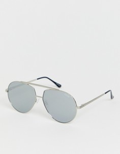 Серебристые солнцезащитные очки-авиаторы Quay Australia - Серебряный