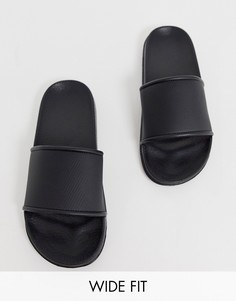 Черные шлепанцы ASOS DESIGN Wide Fit - Черный