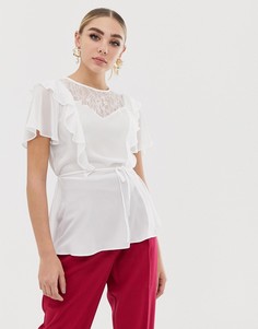 Прозрачная блузка с оборками Lipsy - Белый
