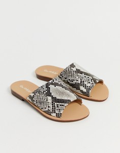 Мюли на плоской подошве с принтом под кожу змеи Miss Selfridge - Коричневый