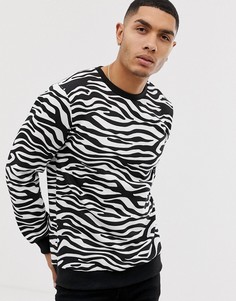 Свитшот с зебровым принтом Pull&Bear - Белый
