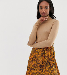 Короткая расклешенная юбка с леопардовым принтом Y.A.S Tall Leo - Коричневый