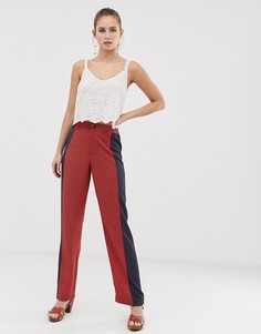 Широкие брюки с контрастными вставками с принтом Brave Soul gitta - Красный