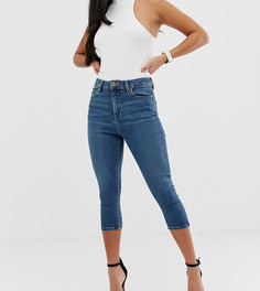 Выбеленные синие укороченные джинсы скинни с завышенной талией ASOS DESIGN Petite Ridley - Синий