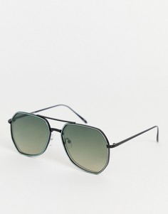Солнцезащитные очки-авиаторы в металлической оправе с затемненными стеклами ASOS DESIGN - Черный