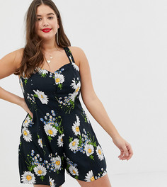 Свободный ромпер с цветочным принтом ASOS DESIGN Curve - Мульти