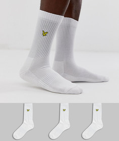 3 пары белых носков с логотипом Lyle & Scott - Белый