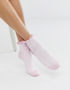 Розовые короткие носки в клетку Jonathan Aston - Розовый