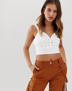 Бралетт с вышивкой ришелье и шнуровкой New Look - Белый