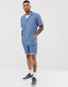 Выбеленный синий джинсовый комбинезон ASOS DESIGN - Синий