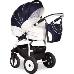 Коляска 2 в 1 Indigo INDIGO 17 S S 32 (белый+тем.синий узор-ткань)