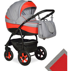 Коляска 2 в 1 Indigo CAMILA 18 S Cs 24 (серый+красная кожа)
