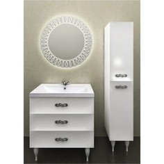 Мебель для ванной 1Marka Marka One Belle 75, тумба с раковиной, зеркало с подсветкой, Spirale White