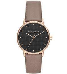 Водостойкие часы с коричневым кожаным ремешком Armani Exchange