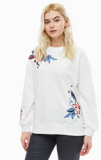 Белый хлопковый свитшот с цветочной вышивкой Pepe Jeans