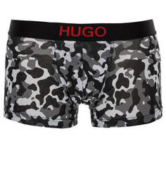 Трусы-боксеры серого цвета с камуфляжным принтом Hugo
