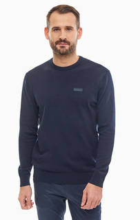 Синий хлопковый джемпер с круглым вырезом Hugo