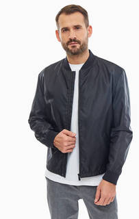 Легкая черная куртка-бомбер с яркой вставкой на спине Hugo