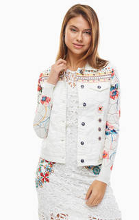 Короткая джинсовая куртка с трикотажными рукавами Desigual
