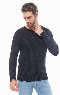 Хлопковый джемпер черного цвета с круглым вырезом Replay