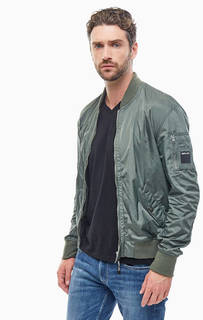 Куртка-бомбер цвета хаки с карманами Replay