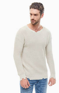 Хлопковый джемпер бежевого цвета с круглым вырезом Replay