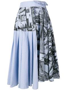 JW Anderson юбка в полоску с принтом картин Дюрера