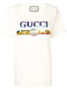 Gucci футболка с логотипом и пайетками